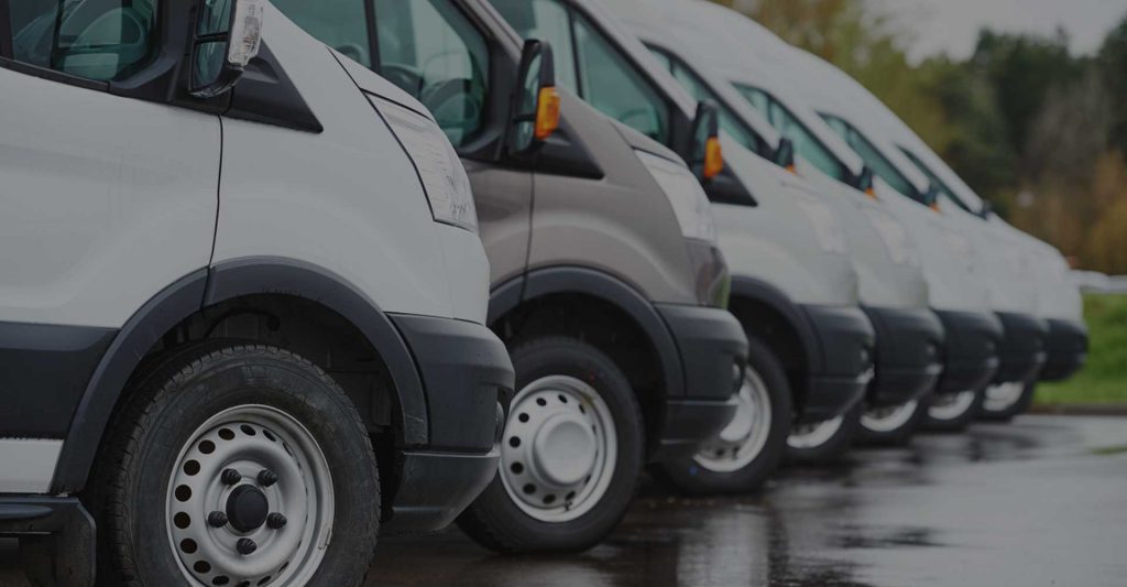 Row of parked vans